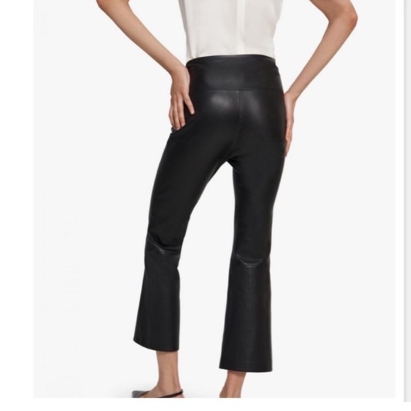 Theory Leather Pants Yoke Urban Crop Flare in Black - Picture 6 of 6